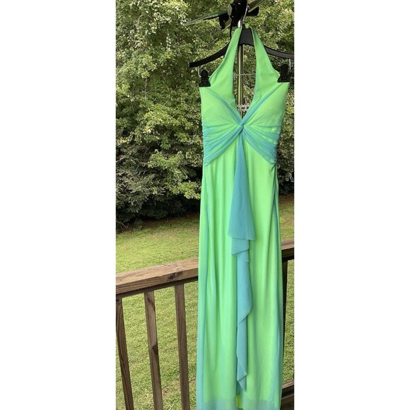 Cache Dress VTG Y2K Maxi Gown Prom Cruise Resort Fairy Whimiscal Ombre Green 2 - Picture 8 of 16